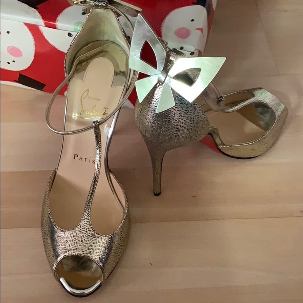 Christian Louboutin Aribak Butterfly Heels GOLD